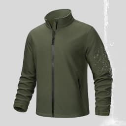 TACVASEN Fleece Lined Softshell Jacket Men's Full Zip Up Rain Jacket Outdoor Work Jacket Spring Trekking Hiking Windbreaker Male