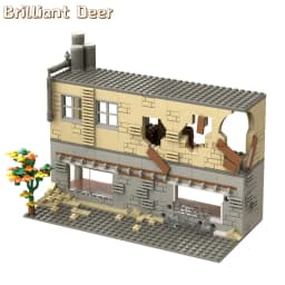Abandoned Ruined Buildings MOC WW2 Pubg Military Base DIY Scenes Building Blocks Set Parts for Army Soldier Figures Boys Toys
