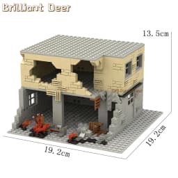 Abandoned Ruined Buildings MOC WW2 Pubg Military Base DIY Scenes Building Blocks Set Parts for Army Soldier Figures Boys Toys