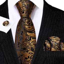 Orange Brown Mens Tie Hanky Cufflinks Set Gold Coffee Jacquard Designer Necktie For Male Wedding Business silk Party