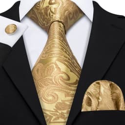 Orange Brown Mens Tie Hanky Cufflinks Set Gold Coffee Jacquard Designer Necktie For Male Wedding Business silk Party