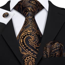 Orange Brown Mens Tie Hanky Cufflinks Set Gold Coffee Jacquard Designer Necktie For Male Wedding Business silk Party