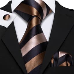 Orange Brown Mens Tie Hanky Cufflinks Set Gold Coffee Jacquard Designer Necktie For Male Wedding Business silk Party
