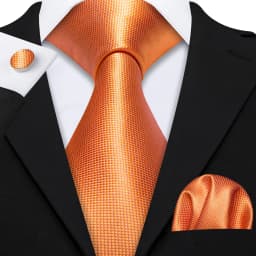 Orange Brown Mens Tie Hanky Cufflinks Set Gold Coffee Jacquard Designer Necktie For Male Wedding Business silk Party