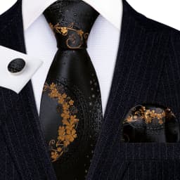 Orange Brown Mens Tie Hanky Cufflinks Set Gold Coffee Jacquard Designer Necktie For Male Wedding Business silk Party