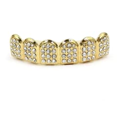 TOPGRILLZ Iced Out Full CZ Stones Teeth Grillz Fashion 5A+ Cubic Zircon 6 Top&6 Bottom Tooth Caps For Men Women Dental Grills