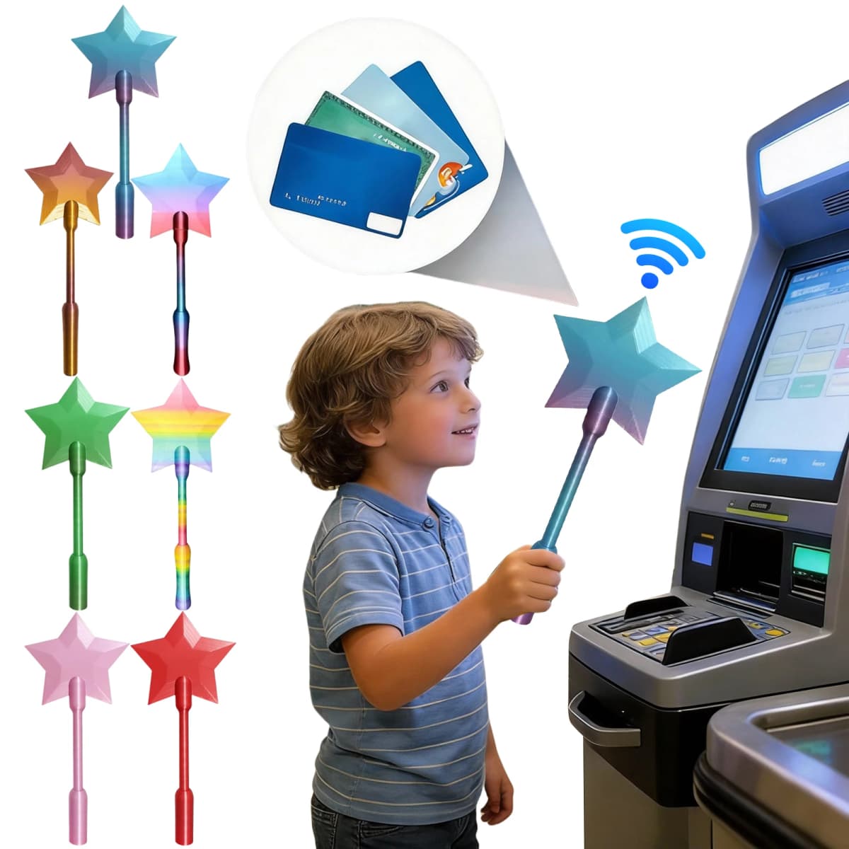 3D Printed Magic Wand Credit Card Holder Tap to Pay Magic Fairy Wand for Kids Adults Lightweight Contactless Credit Card Wand