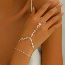 Fashion Multilayer Rhinestone Beaded Bracelet Ring for Women Light Luxury Metal Finger Chain Party Jewelry Accessories Gifts