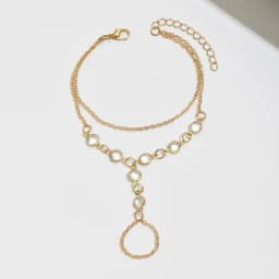 Fashion Multilayer Rhinestone Beaded Bracelet Ring for Women Light Luxury Metal Finger Chain Party Jewelry Accessories Gifts