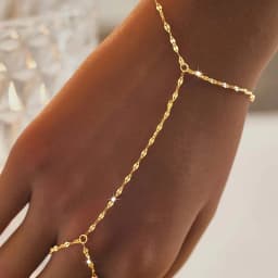 Fashion Multilayer Rhinestone Beaded Bracelet Ring for Women Light Luxury Metal Finger Chain Party Jewelry Accessories Gifts