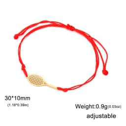 Skyrim Tennis Racket and Ball Charm Bracelet Stainless Steel Red Rope Hand Bracelets for Women Fashion Sport Jewelry Gift