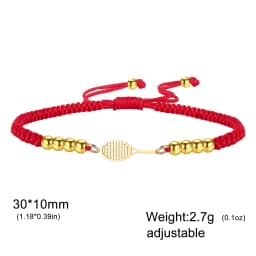 Skyrim Tennis Racket and Ball Charm Bracelet Stainless Steel Red Rope Hand Bracelets for Women Fashion Sport Jewelry Gift