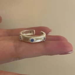 PANJBJ 925 Sterling Silver Stars Ring For Women Blue Crystal Opening Sweet Romance Irregular Versatile Jewelry Gift Dropshipping