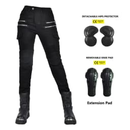 New Motocross Trousers Double Zipper Metal Style Moto Men For Woman Outdoor Riding Jeans With Protective Gear Motorcycle Pants