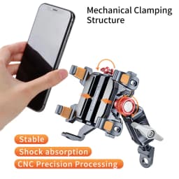 Metal Alloy Shockproof Motorcycle Phone Holder Vibration Dampener 360 Rotation Motorbike Bicycle Bike Scooter Phone Stand Mount