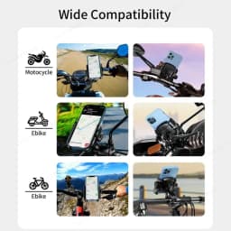 Aluminum Motorcycle USB Phone Holder Handlebar Rear-View Mirror Mount Charger with USB C Fast Charge Port for 5.4"-7.2" Phones