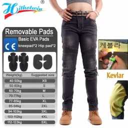 Kevlar Motorcycle Jeans Women Windproof Abrasion Resistant Protective Trousers Blue Off Road Riding Pants Four Seasons