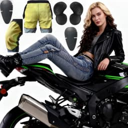 Kevlar Motorcycle Jeans Women Windproof Abrasion Resistant Protective Trousers Blue Off Road Riding Pants Four Seasons