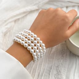 IngeSight.Z Luxury Multilayer Imitation Pearl Beaded Wide Cuff Bracelets For Women Simple Charm Bangles Party Birthday Gifts