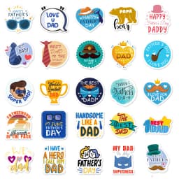 10/50PCS Text Father's Day Creative Thanksgiving Father's Day Birthday Greeting Card Decorative Waterproof Sticker