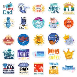 10/50PCS Text Father's Day Creative Thanksgiving Father's Day Birthday Greeting Card Decorative Waterproof Sticker