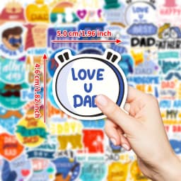 10/50PCS Text Father's Day Creative Thanksgiving Father's Day Birthday Greeting Card Decorative Waterproof Sticker