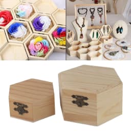 Wooden Storage Box Hexagonal Shaped Wood Jewelry Organizer Container Case Wedding Gifts Favors Box Holder For Home Storage