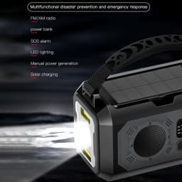 12000mAh Emergency Weather Radio with 2 Solar Panels Hand Crank Radio AM/FM/NOAA Weather Radio Reading Lamp for Outdoor Survival