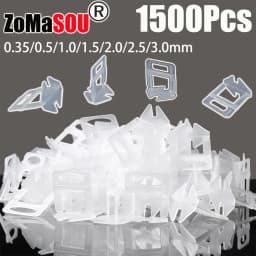 100-1500Pcs Tile Leveling System Clips Tile Spacers Laying Level Spacers Clips 0.35/0.5/1/1.5/2/2.5/3mm Construction Tools