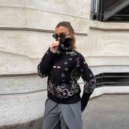 Fashion Knit Printed Sweater Women's Stand Collar Long Sleeve Zippers Vintage Style Cardigan 2026 Autumn New Lady Casual Top 
