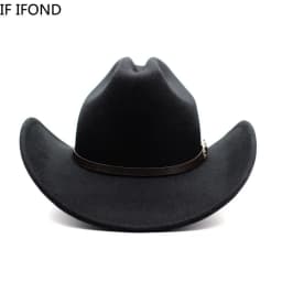 Vintage Western Cowboy Hat For Men's Gentleman Lady Jazz Cowgirl With Leather Wide Brim Cloche Church Sombrero Hombre Caps