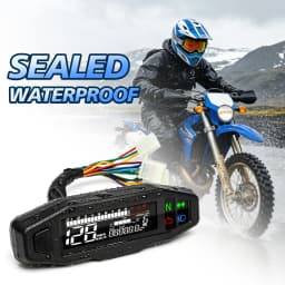 Motorcycle Speedometer 0-12000RPM Tachometer Voltage Gauge 1-6 Gear Meter Odometer Instrument For 12V Motor Waterproof Universal