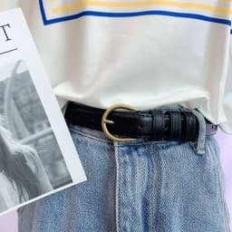New PU Leather Thin Belt For Women Men Retro Bronze Pin Metal Buckle Waist Belt Jeans Pants Adjustable Decorative Straps Girdle