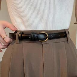 New PU Leather Thin Belt For Women Men Retro Bronze Pin Metal Buckle Waist Belt Jeans Pants Adjustable Decorative Straps Girdle