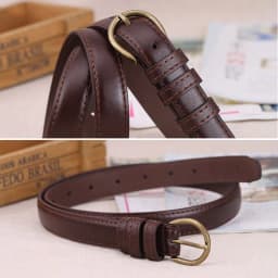 New PU Leather Thin Belt For Women Men Retro Bronze Pin Metal Buckle Waist Belt Jeans Pants Adjustable Decorative Straps Girdle