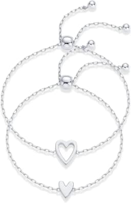 2/3pcs 14K Gold Plated Stainless Steel Matching Heart Solitaire Bracelet Set for Women Mother Daughter Friendship jewelry gifts
