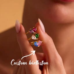 Custom Heart Birthstone Ring Elegant Women Personalized 2 Birthday Stone Anillos Couples Gold Color Jewelry Mothers Day Gifts
