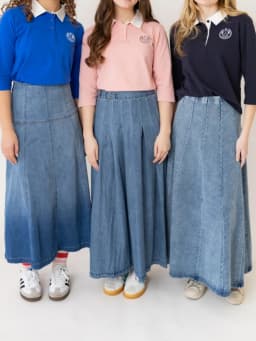 AP SS26 Panel Pleated Washed Denim Skirts Teen Girls Women Fashion Cotton Jeans Skirts Clothing