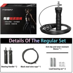 Adjustable Steel Wire Skipping Rope Set with Sports Carbon Steel Bearings for Fitness Physical Training