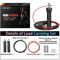 Adjustable Steel Wire Skipping Rope Set with Sports Carbon Steel Bearings for Fitness Physical Training