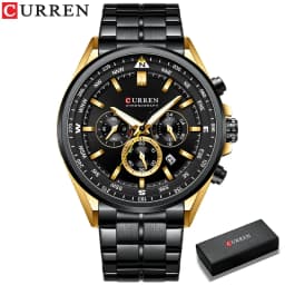 CURREN Luxury Brand Watches for Men Casual Sporty Quartz Wristwatch with Stainless Steel Band Chronograph Clock Male Silver
