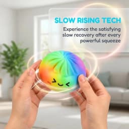 Rainbow Dumpling Squishy Toy TPR Slow Rising Stress Reliever Fidget Ball with Steamer Basket Squeeze Toys Gift for Adult