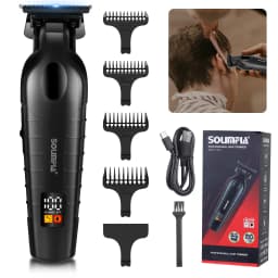 Solimpia LCD Digital Display Hair Shears with 0 Blades Salon-Specific Engraving Shears USB-Charged Lettering Clippers