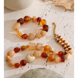 Yhpup Waterproof Acrylic Resin Beads Chain Handmade Necklace Bracelet Set Stainless Steel Distinctive Arrivals Jewelry