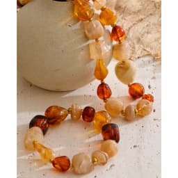 Yhpup Waterproof Acrylic Resin Beads Chain Handmade Necklace Bracelet Set Stainless Steel Distinctive Arrivals Jewelry