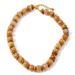 Yhpup Exclusive Resin Beads & Spacer Chain Handmade Statement Necklace 2025 Stainless Steel Waterproof Fashion Jewelry Gift