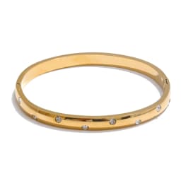 Yhpup Stainless Steel Cubic Zirconia Fashion Bracelet Bangle Gold Silver Color Waterproof High Quality PVD Jewelry for Women