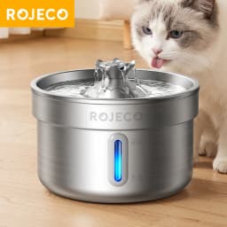 ROJECO Stainless Steel Pet Drinking Fountain Smart Pet Water Dispenser Automatic Cat Water Fountain for Dog Cat Drinking Supply
