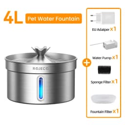 ROJECO Stainless Steel Pet Drinking Fountain Smart Pet Water Dispenser Automatic Cat Water Fountain for Dog Cat Drinking Supply