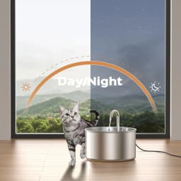 ZYFeeder 2.2L/74oz Cat Automatic Water Fountain Stainless Steel Cat and Dog Pet Drinking Bowl Water Dispenser ( No 5V 1A Plug)